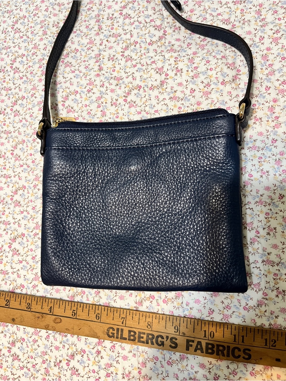 Michael Kors Fulton Navy Crossbody with Gold MK Emblem - Picture 5 of 5